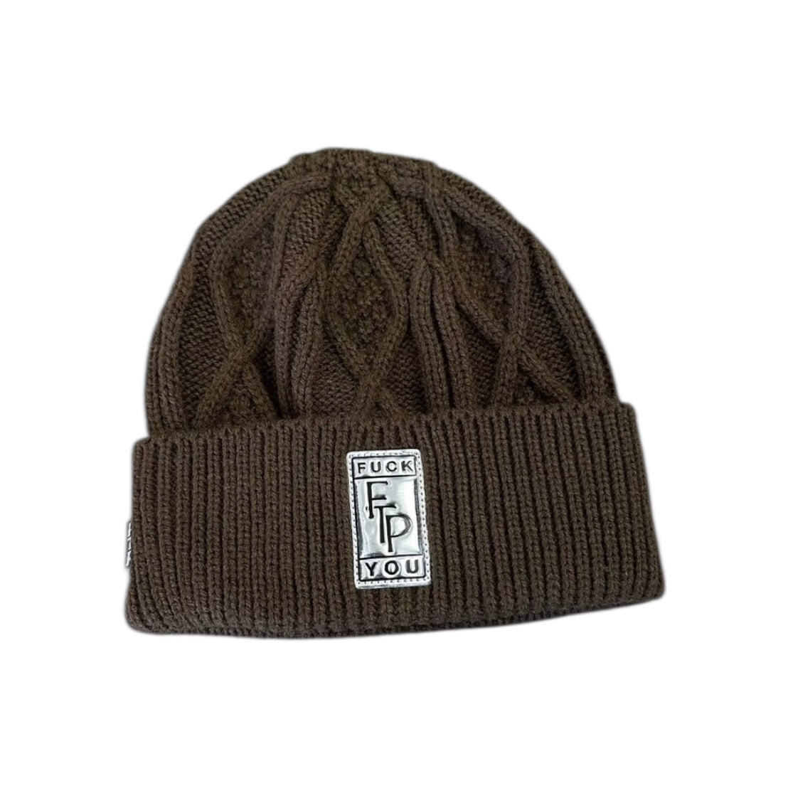 Chrome Logo Beanie - Brown