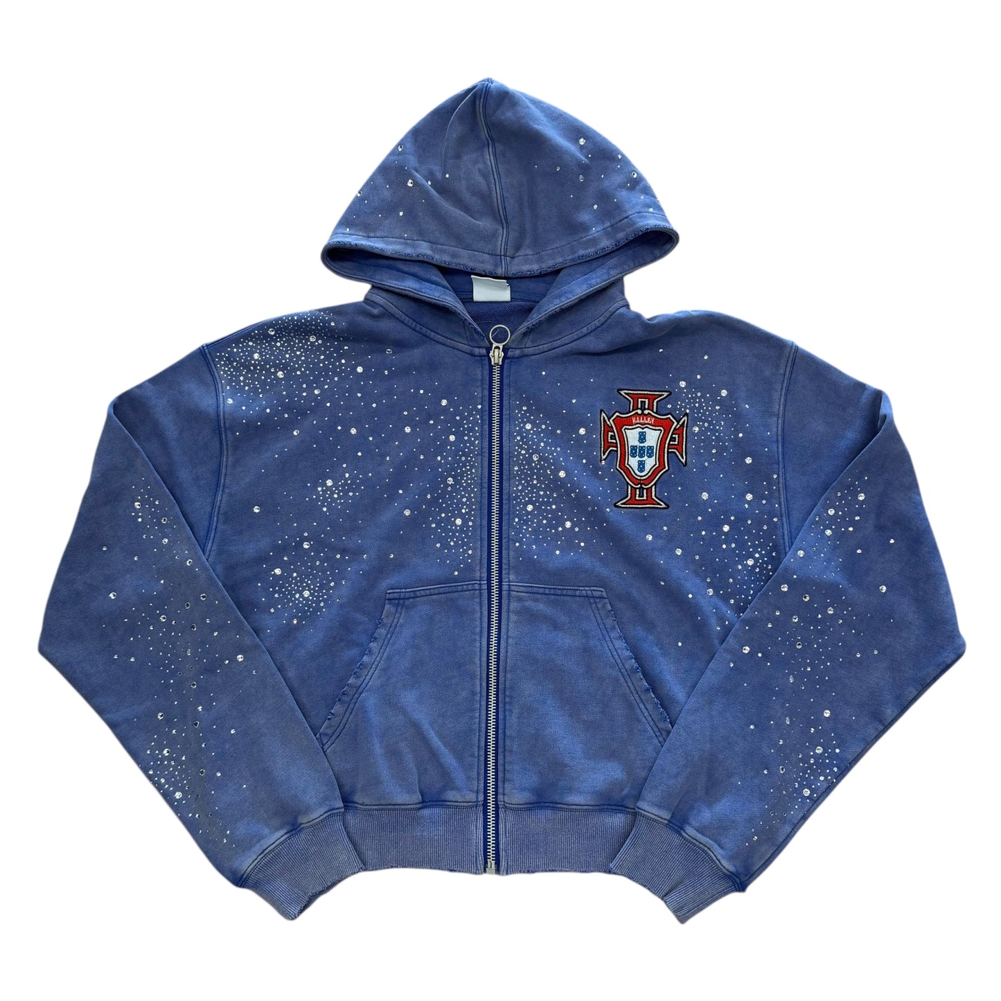 Sea Clustered Zip Up Hoodie - Blue