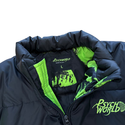 Skull Puffer Jacket - Green/Black