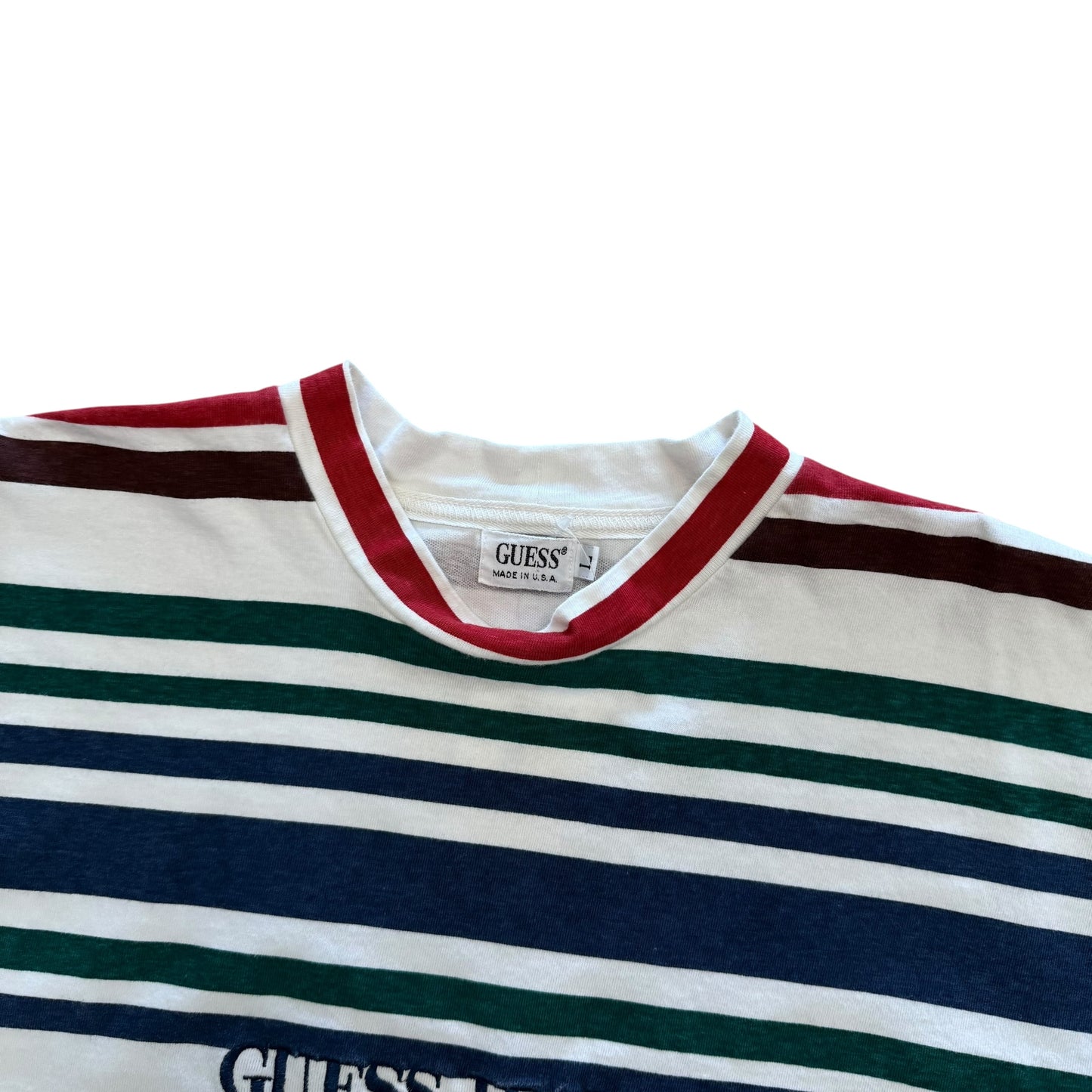 Guess Stripe Tee - Navy/Green/Red