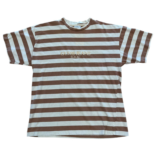Guess Stripe Tee - Tan/Cream
