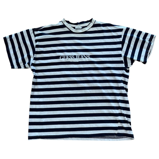 Guess Stripe Tee - White/Navy