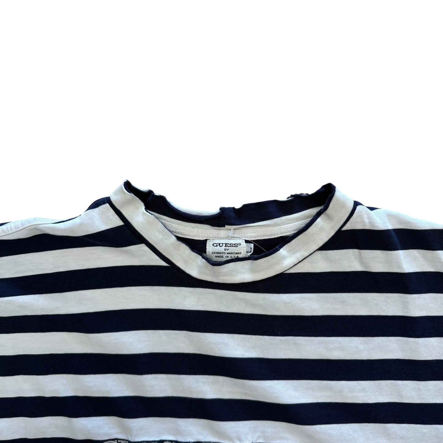 Guess Stripe Tee - White/Navy
