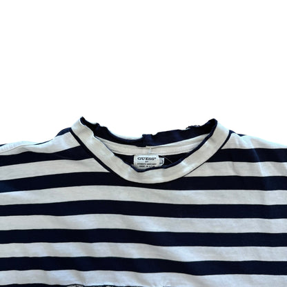 Guess Stripe Tee - White/Navy
