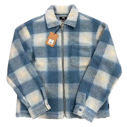 Zip Sherpa Shadow Plaid - Light Blue