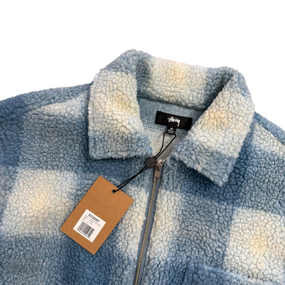 Zip Sherpa Shadow Plaid - Light Blue