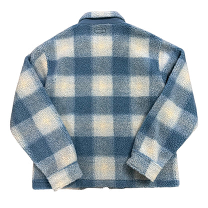 Zip Sherpa Shadow Plaid - Light Blue