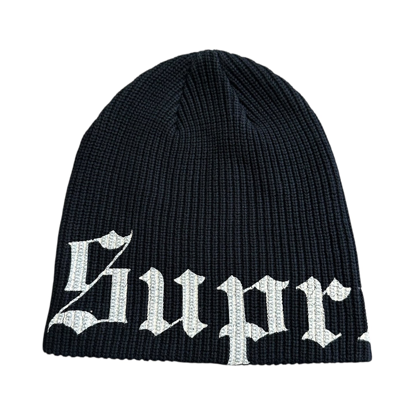 Old English Printed Beanie - Black