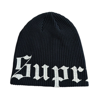 Old English Printed Beanie - Black