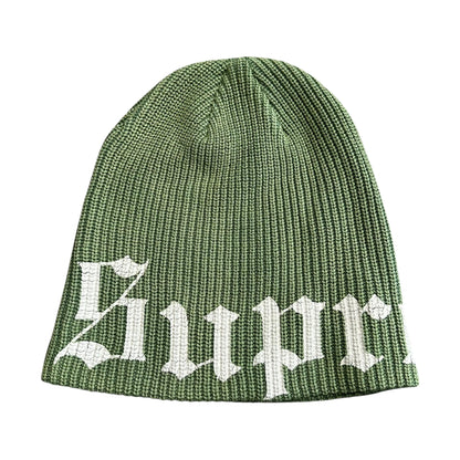 Old English Printed Beanie - Green