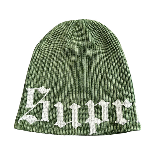 Old English Printed Beanie - Green