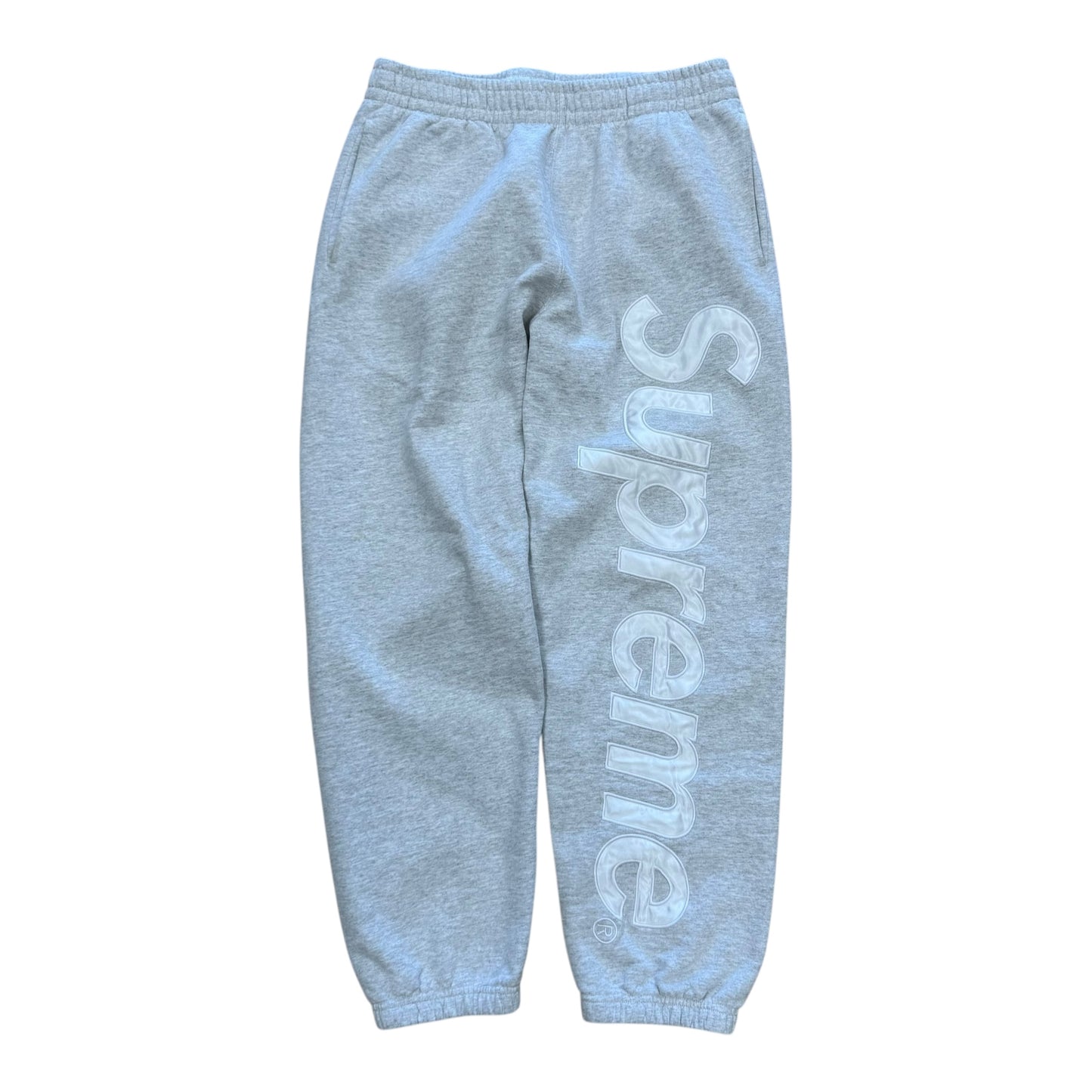 Satin Applique Sweatpants - Grey