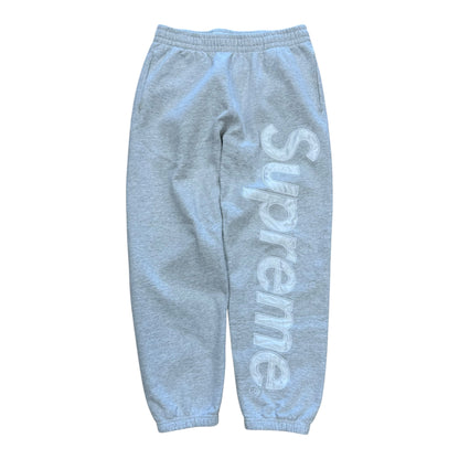 Satin Applique Sweatpants - Grey