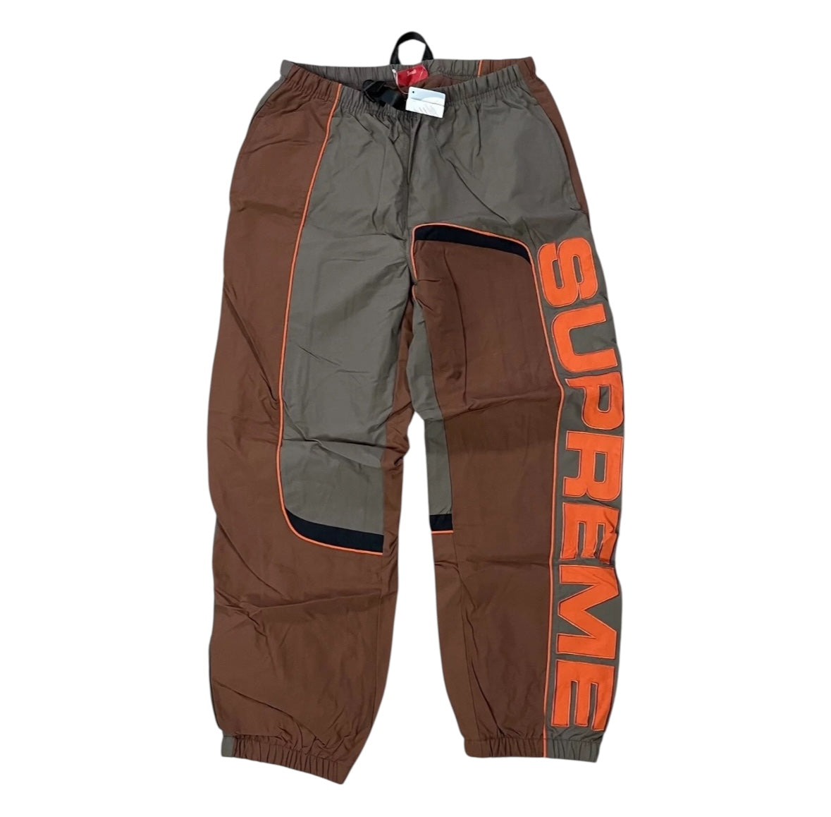 S Paneled Belted Track Pant - Brown