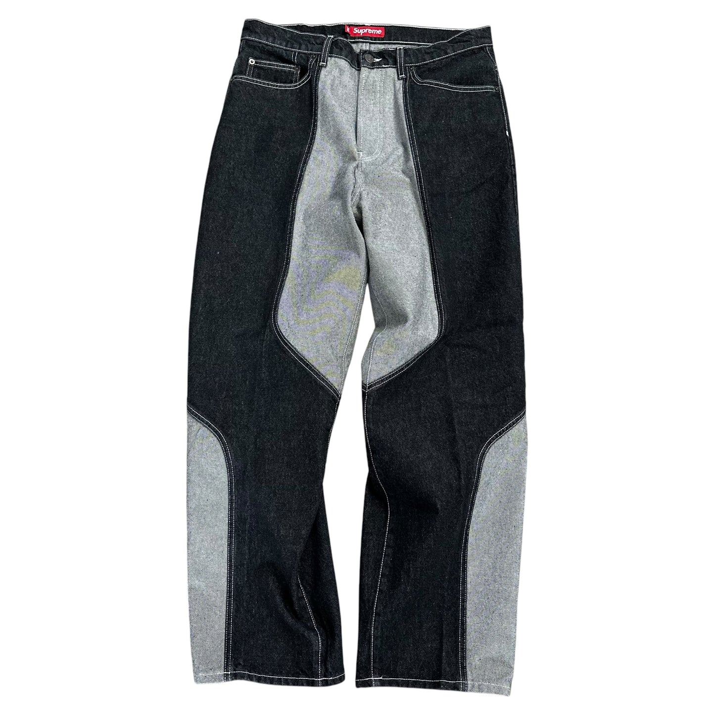 2-Tone Paneled Baggy Jean - Black