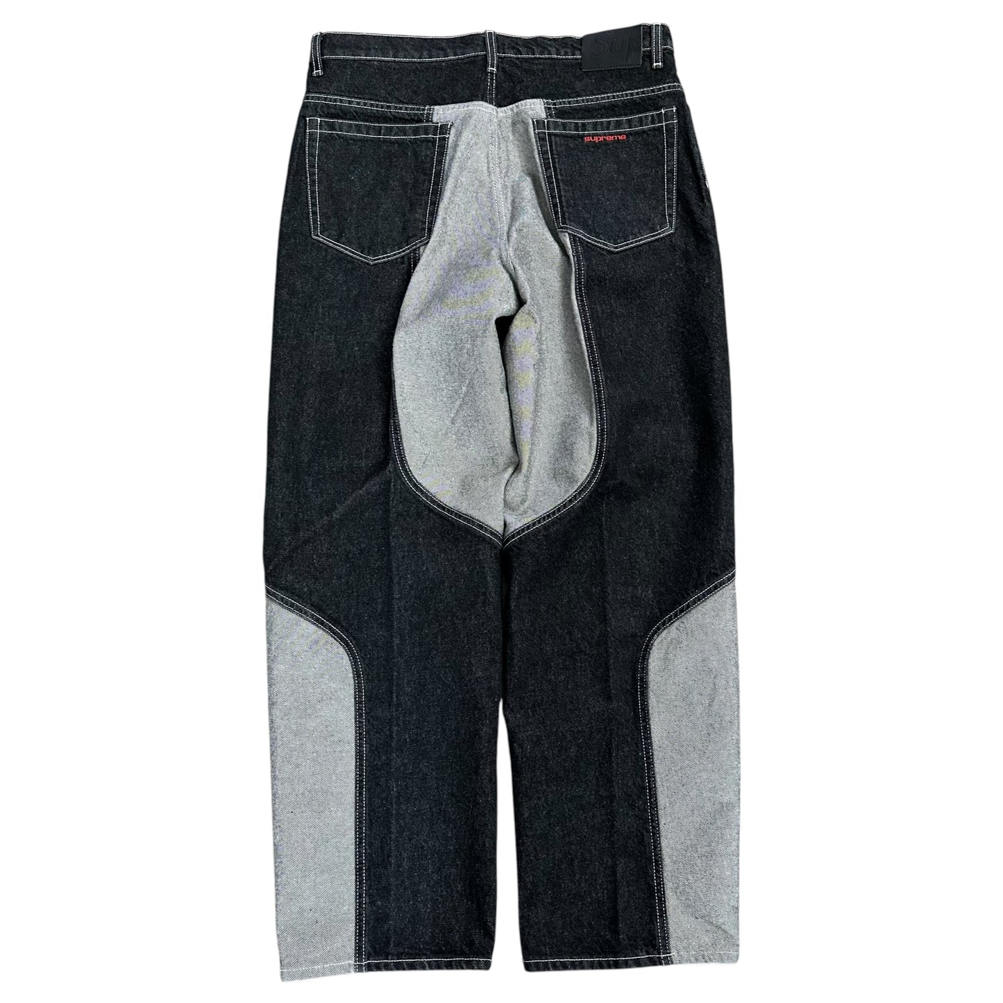 2-Tone Paneled Baggy Jean - Black