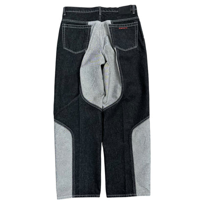 2-Tone Paneled Baggy Jean - Black