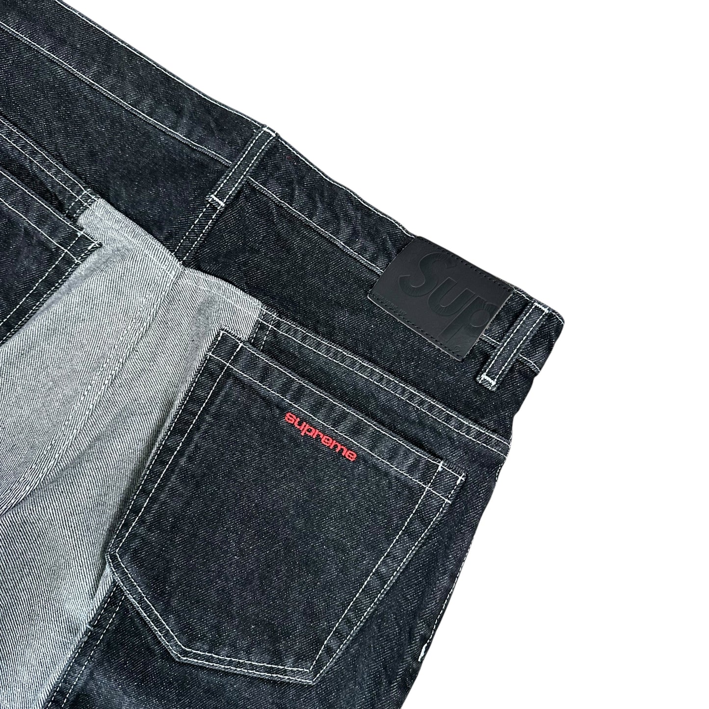 2-Tone Paneled Baggy Jean - Black