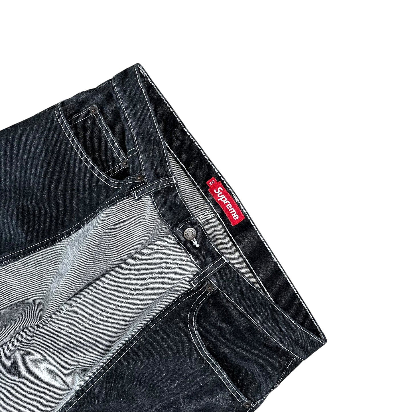 2-Tone Paneled Baggy Jean - Black
