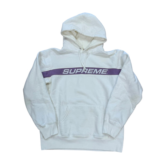 Purple Logo Hoodie - White