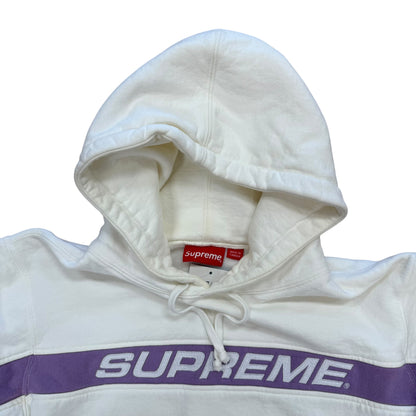 Purple Logo Hoodie - White