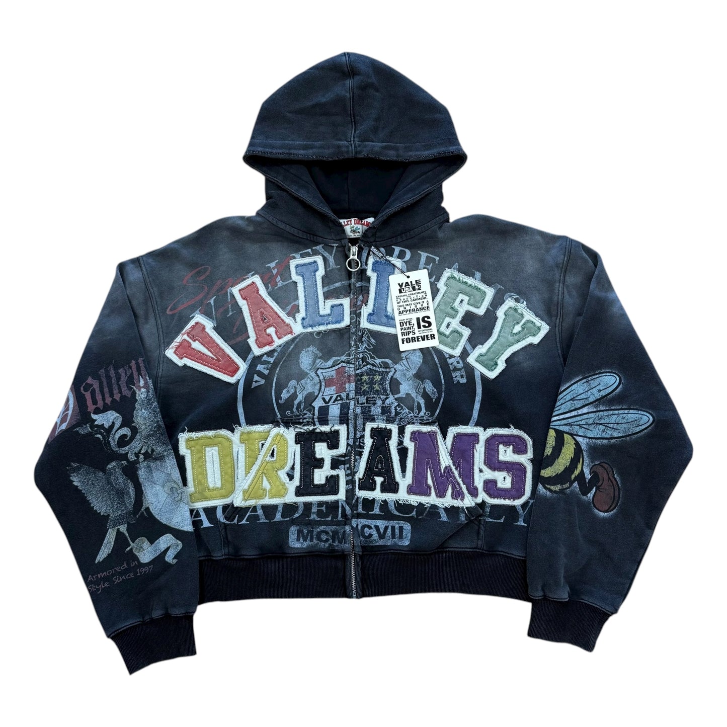 Blasted Zip Up Hoodie - Black