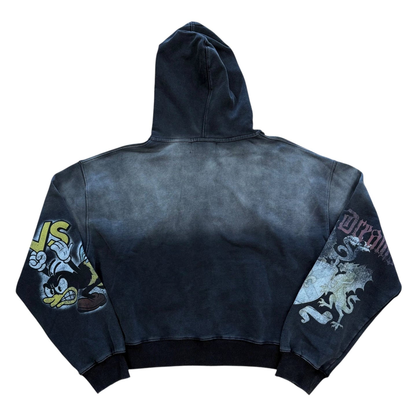 Blasted Zip Up Hoodie - Black