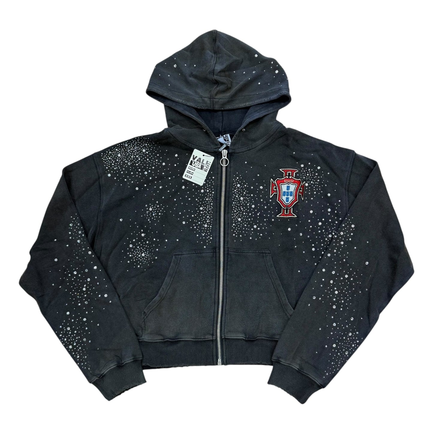 Pluto Clustered Zip Up Hoodie - Black