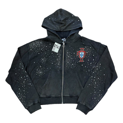 Pluto Clustered Zip Up Hoodie - Black