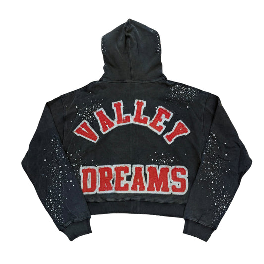 Pluto Clustered Zip Up Hoodie - Black