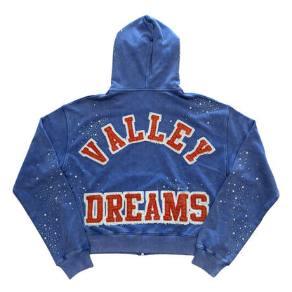 Sea Clustered Zip Up Hoodie - Blue