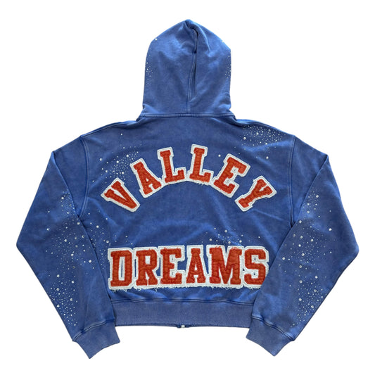 Sea Clustered Zip Up Hoodie - Blue