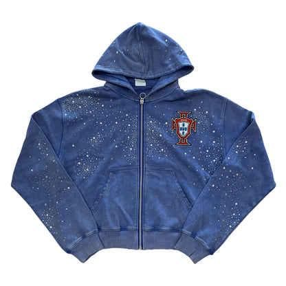 Sea Clustered Zip Up Hoodie - Blue