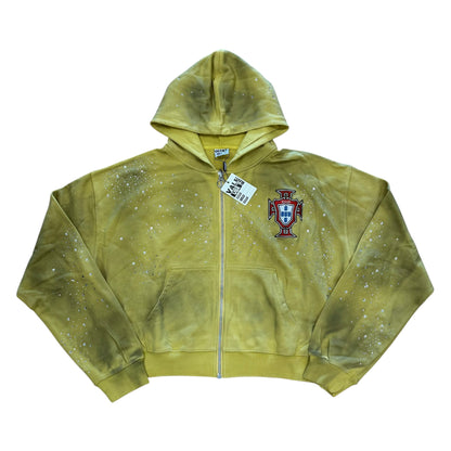 Sun Clustered Zip Up Hoodie - Yellow